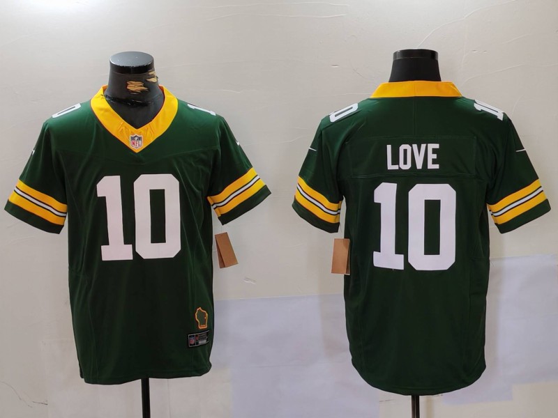 Men's Green Bay Packers Jordan Love #10 Green Jersey